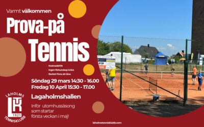 Prova-på-tennis 29/3 och 10/4